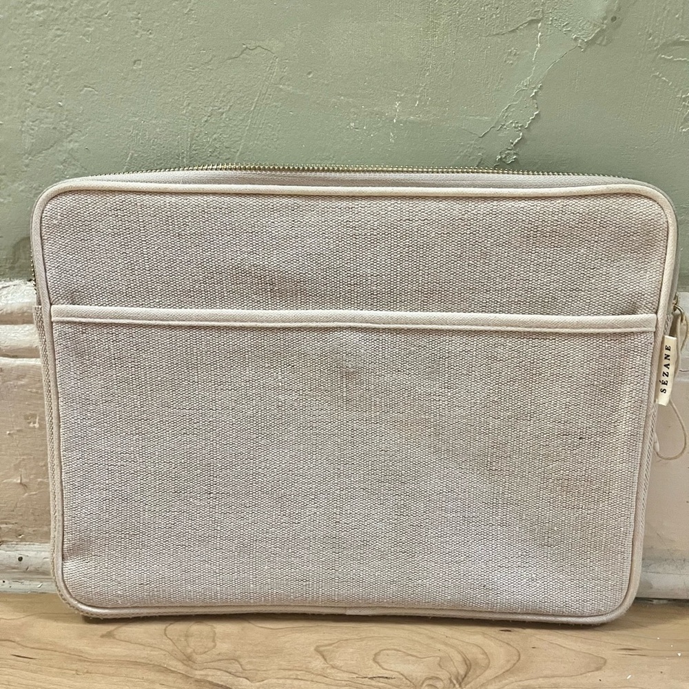 Sold out Sezane Linen Beige Laptop Sleeve